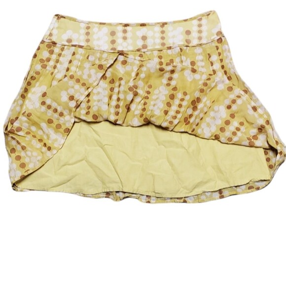 Vintage Y2k Fossil Silk Yellow Dot Printed Retro 70s Inspired Womens Mini Skirt - Picture 2 of 9